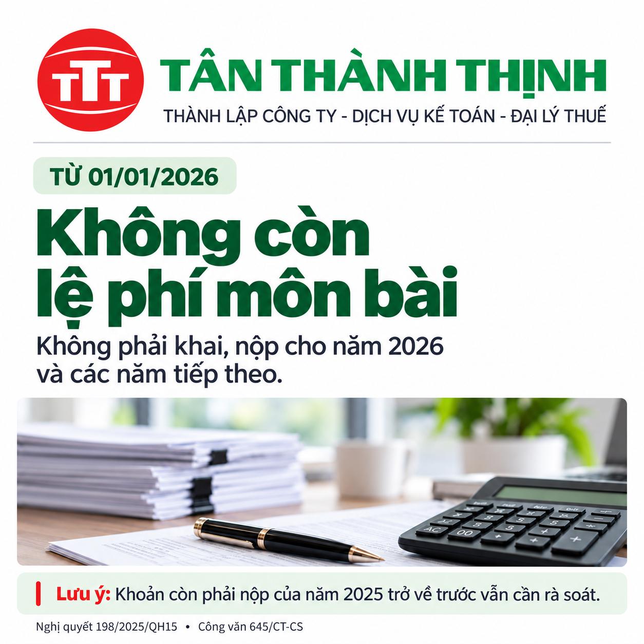 NĂM 2026, DOANH NGHIỆP CÒN PHẢI NỘP LỆ PHÍ MÔN BÀI KHÔNG?