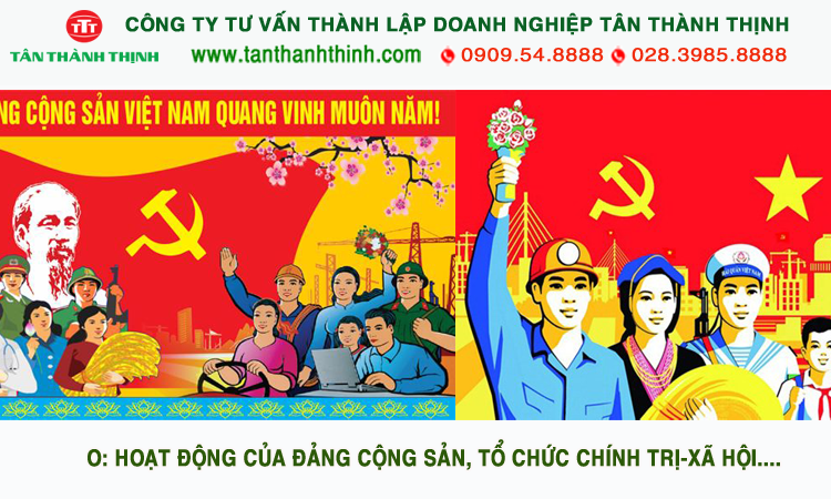 Mã ngành kinh doanh hoạt động của Đản tổ chức chính trị