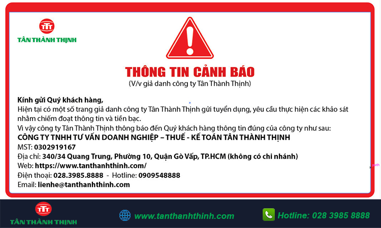 Thông báo website giả thương hiệu Tân Thành Thịnh