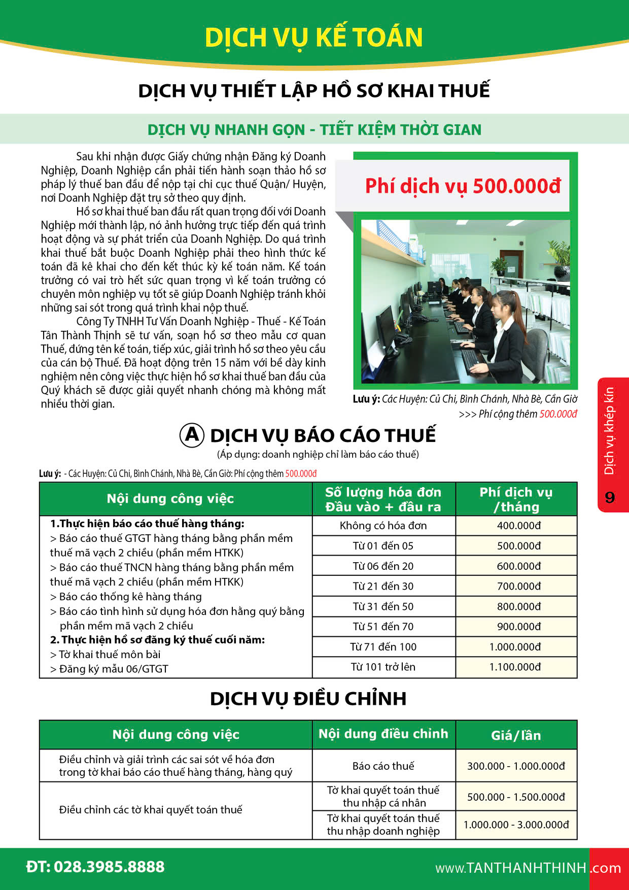 Dịch vụ thiết lập hồ sơ khai thuế